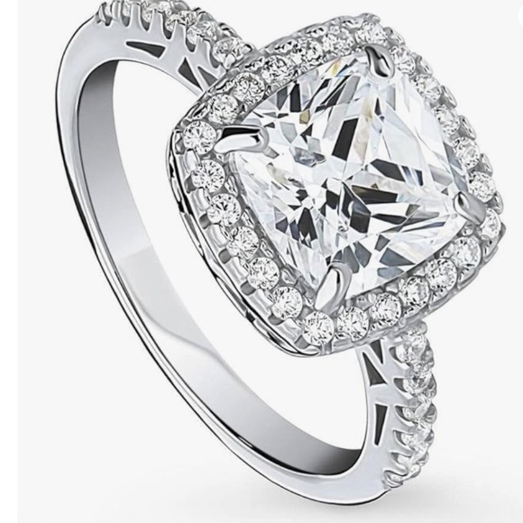 Berricle Jewelry - BERRICLE Sterling Silver Cushion Cut Halo Engagement/Promise Ring, Size 5.5